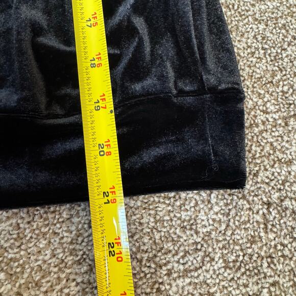 THML Women's Black Velvet Puff Sleeve Top Sheer Crewneck Size L Holiday Work - Picture 5 of 8